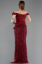 Robe De Soirée Perlé Longue Rouge Bordeaux ABU5616