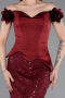 Robe De Soirée Perlé Longue Rouge Bordeaux ABU5616