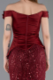 Robe De Soirée Perlé Longue Rouge Bordeaux ABU5616
