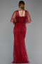 Robe de Soirée Longue Perlé Rouge Bordeaux ABU5718
