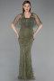 Robe De Soirée Perlé Longue Kaki ABU5718
