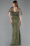 Robe De Soirée Perlé Longue Kaki ABU5718