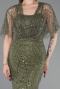 Robe De Soirée Perlé Longue Kaki ABU5718