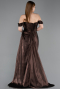 Robe De Soirée Mousseline Longue Brun ABU5974