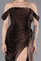 Robe De Soirée Mousseline Longue Brun ABU5974