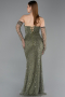 Robe De Soirée Perlé Longue Kaki ABU5922
