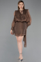 Robe de Cérémonie Mini Mousseline Brun ABK2617