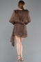 Robe de Cérémonie Mini Mousseline Brun ABK2617