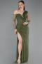 Robe De Soirée Dantelle Longue Kaki ABU5618
