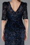 Robe De Soirée Squameuse Longue Bleu Marine ABU5621