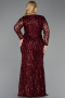 Robe Grande Taille Squameuse Longue Rouge Bordeaux ABU5937