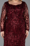 Robe Grande Taille Squameuse Longue Rouge Bordeaux ABU5937
