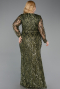 Robe Grande Taille Squameuse Longue Kaki ABU5937