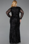 Robe Grande Taille Longue Squameuse Noir ABU5937