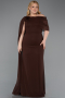 Robe De Soirée Grande Taille Mousseline Longue Brun ABU5419