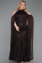 Robe de Soirée Grande Taille Longue Perlé Brun ABU6118