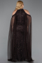 Robe de Soirée Grande Taille Longue Perlé Brun ABU6118