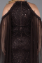 Robe de Soirée Grande Taille Longue Perlé Brun ABU6118