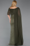 Robe De Soirée Grande Taille Perlé Longue Kaki Clair ABU5819