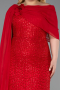 Robe De Soirée Grande Taille Perlé Longue Rouge ABU5819