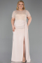 Robe de Soirée Grande Taille Longue Dantelle Beige ABU6102
