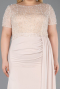 Robe de Soirée Grande Taille Longue Dantelle Beige ABU6102
