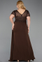 Robe de Soirée Grande Taille Longue Dantelle Brun ABU6102