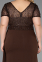 Robe de Soirée Grande Taille Longue Dantelle Brun ABU6102