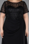 Robe de Soirée Grande Taille Longue Dantelle Noir ABU6102
