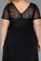 Robe de Soirée Grande Taille Longue Dantelle Noir ABU6102