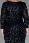 Robe de Soirée Grande Taille Longue Squameuse Bleu Marine ABU6074