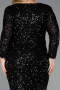 Robe de Soirée Grande Taille Longue Squameuse Noir ABU6074