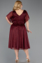 Robe De Invitation Grande Taille Midi Rouge Bordeaux ABK2622