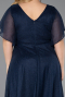 Robe De Invitation Grande Taille Midi Bleu Marine ABK2622