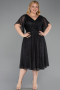 Robe De Invitation Grande Taille Midi Noir-Argent ABK2622