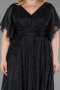 Robe De Invitation Grande Taille Midi Noir-Argent ABK2622