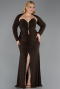 Robe De Soirée Grande Taille Longue Brun ABU6097