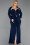 Robe De Soirée Grande Taille Longue Bleu Marine ABU6097