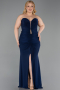 Robe De Soirée Grande Taille Longue Bleu Marine ABU6097
