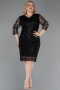 Robe De Invitation Grande Taille Squameuse Midi Noir ABK2546