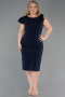 Robe De Invitation Grande Taille Midi Bleu Marine ABK2618