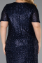 Robe De Invitation Grande Taille Midi Squameuse Bleu Marine ABK2621