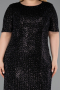 Robe De Invitation Grande Taille Midi Squameuse Noir ABK2621