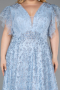 Robe De Fiançailles Grande Taille Longue Bleu clair ABU5872