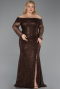 Robe Grande Taille Longue Squameuse Brun ABU6137