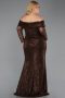 Robe Grande Taille Longue Squameuse Brun ABU6137