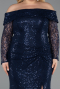 Robe Grande Taille Longue Squameuse Bleu Marine ABU6137