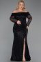 Robe Grande Taille Longue Squameuse Noir ABU6137