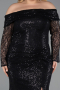 Robe Grande Taille Longue Squameuse Noir ABU6137