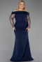 Robe Grande Taille Longue Bleu Marine ABU6103